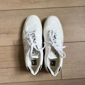 Veja White Sneakers with Pink Accents